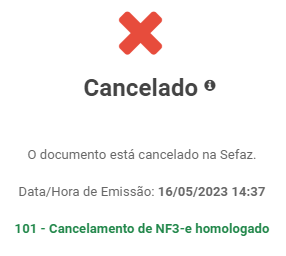Imagem exemplo da situação Cancelada:
Há um símbolo em formato de X vermelho no topo central, onde abaixo está escrito: